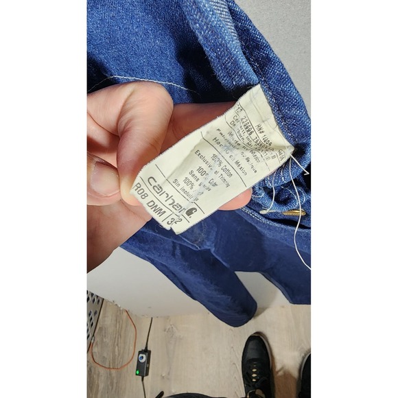 Vintage Carhartt Denim Bib Overalls Mens 32 Blue Workwear Carpenter Utility - Picture 13 of 16